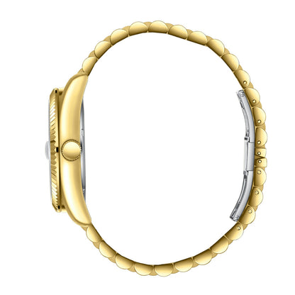 Slazenger Classic Day Date watch side view showing gold case profile and bracelet