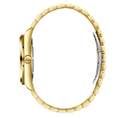 Slazenger Classic watch side profile showing gold case and bracelet links
