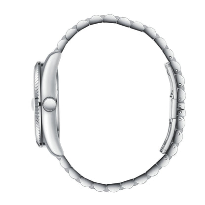 Slazenger Classic watch side profile showing silver case and bracelet design