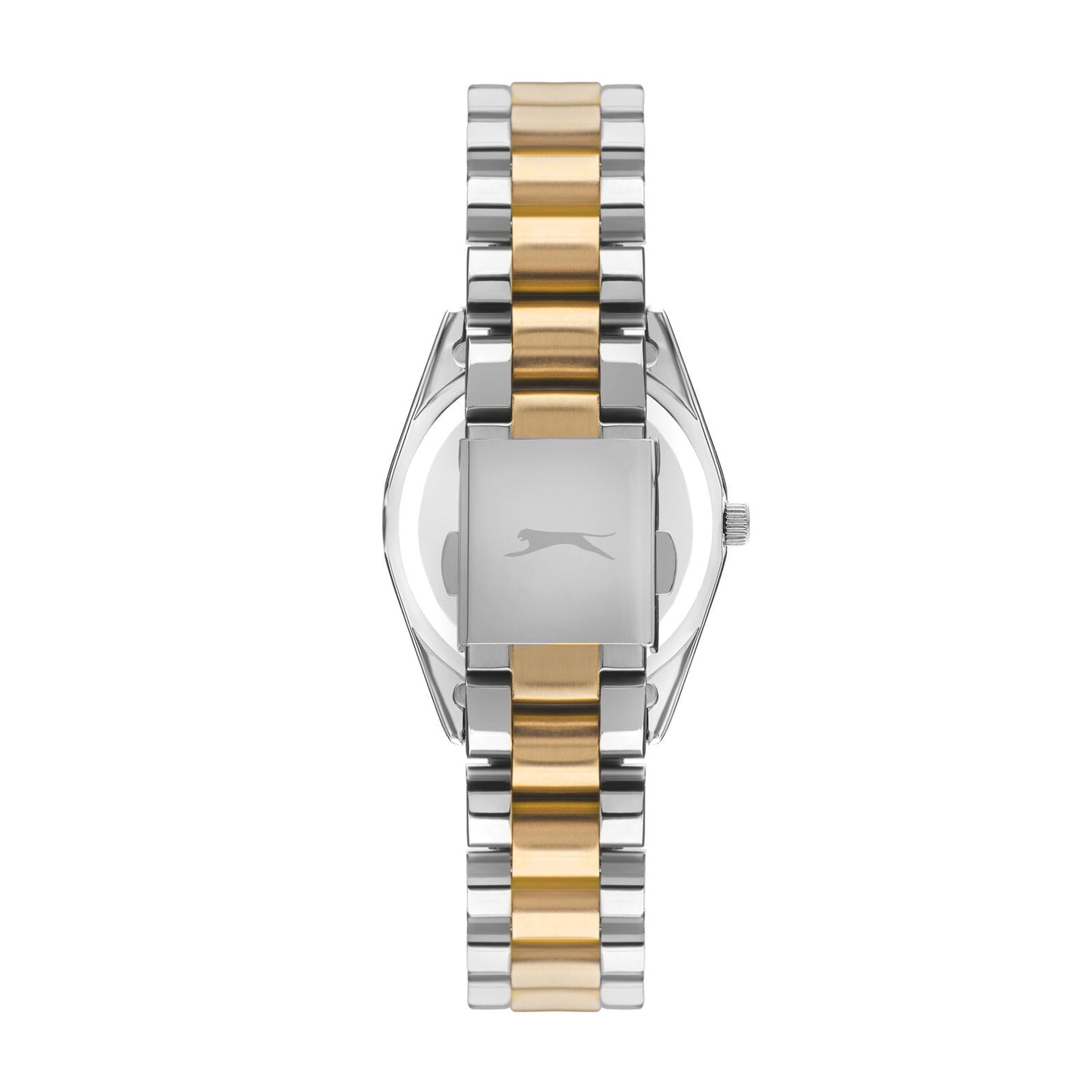Slazenger watch rear case back showing logo on two-tone stainless steel