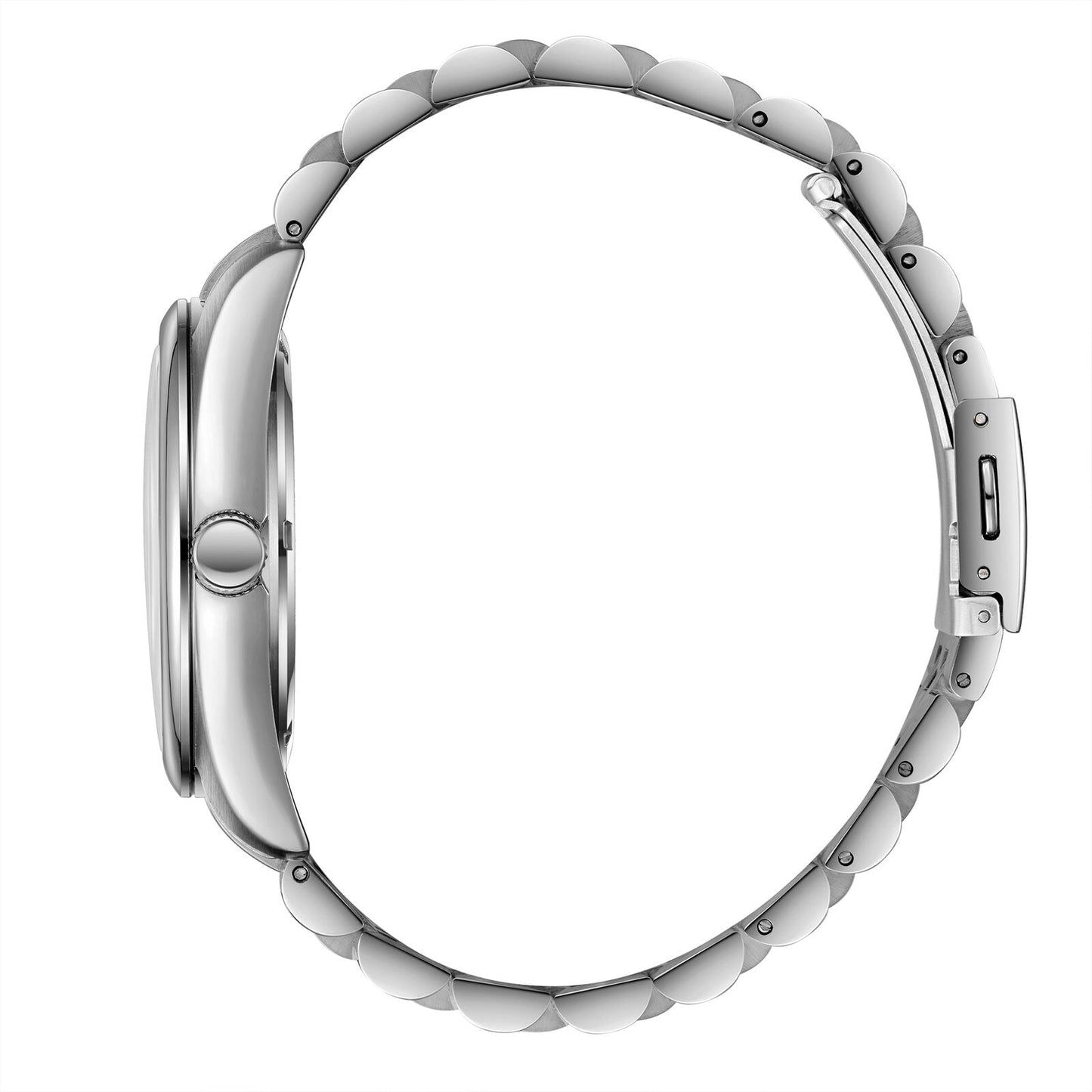 Slazenger Classic watch side profile view of stainless steel bracelet