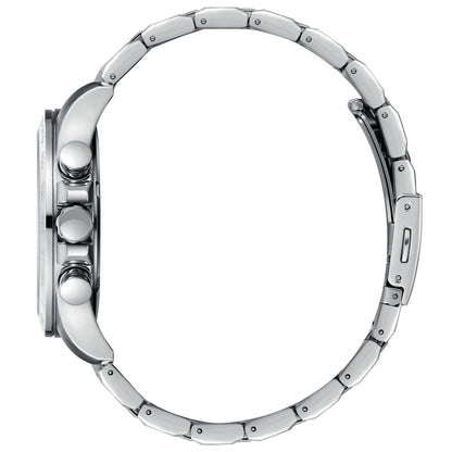 Side view of Slazenger silver stainless steel watch showing case profile and bracelet