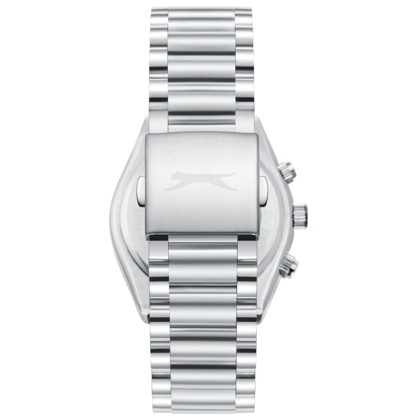 Caseback view of Slazenger Classic Chronograph with stainless steel back and Slazenger logo
