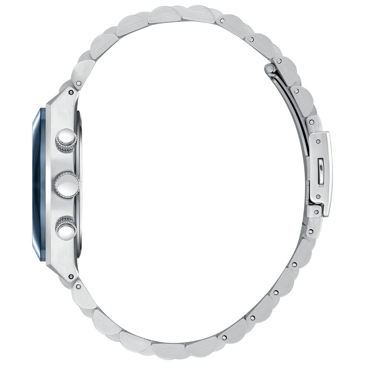 Side profile of Slazenger Classic Chronograph watch showing case thickness and bracelet detail