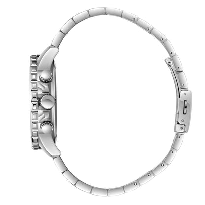 Side profile of Slazenger watch showing stainless steel bracelet and chronograph pushers