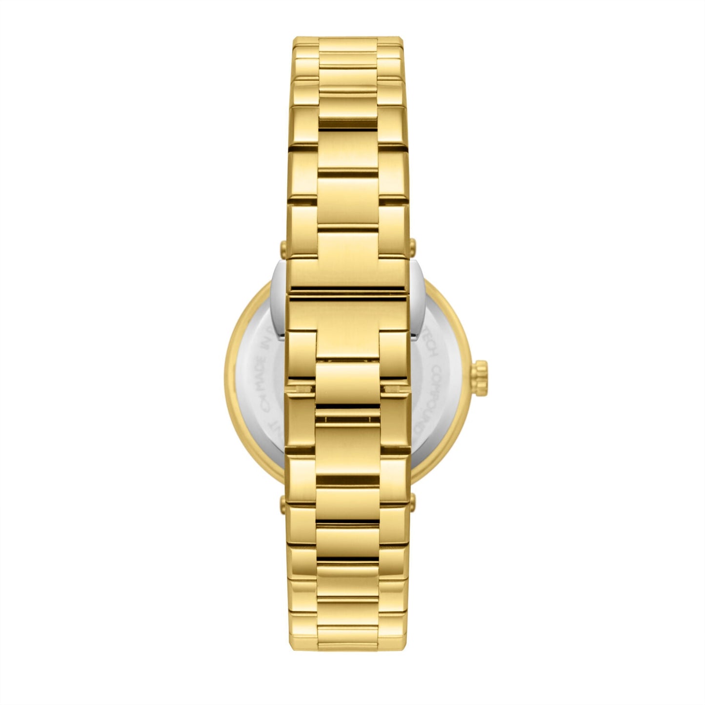 Slazenger watch caseback view showing gold case with gold bracelet