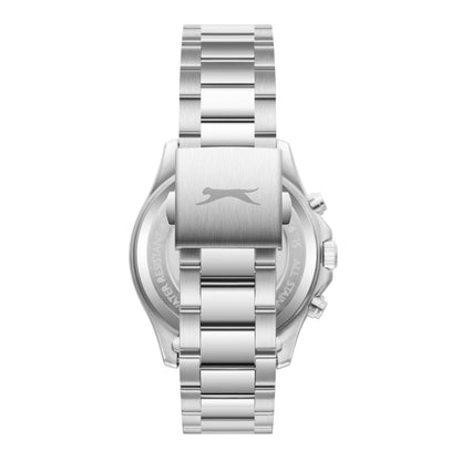 Slazenger watch caseback showing silver stainless steel and Slazenger branding