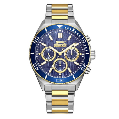 Slazenger Sport chronograph watch with navy blue dial and two-tone steel bracelet