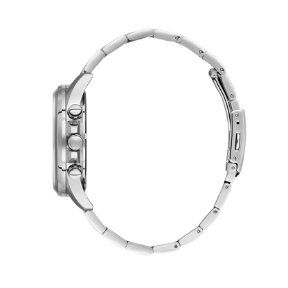 Side view of Slazenger Sporty watch showing silver steel bracelet and case profile