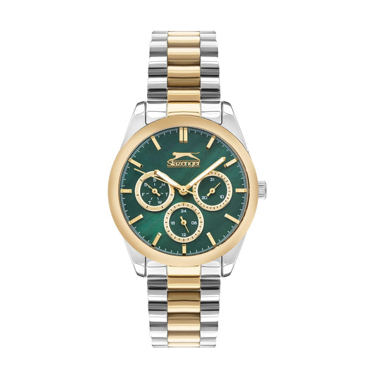 Slazenger Fashion Multifunction Green Dial Two Tone Watch - Sl.09.2063.4.07