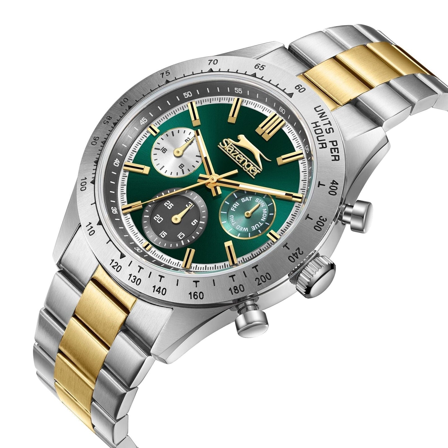 Slazenger Diver Multifunction Green Dial Two tone Watch - SL.09.2358.2.06