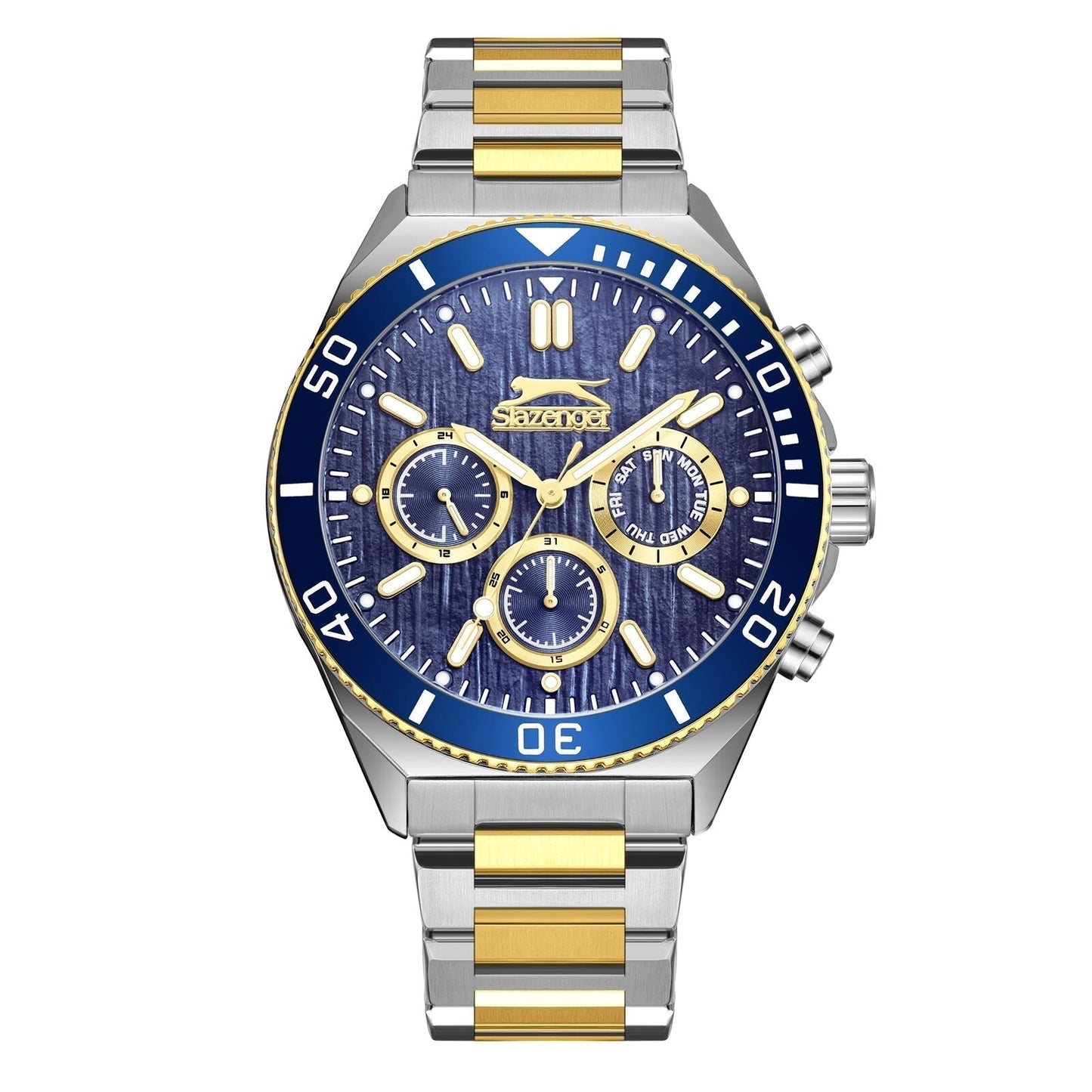 Slazenger Sport Multifuntion Navy Blue Dial Two tone Stainless Watch - SL.09.2370.2.02