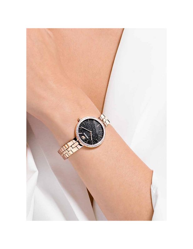 Swarovski Crystal Rose Sparkling Pave Black Dial Rose Gold Tone Women's Watch - 5517797