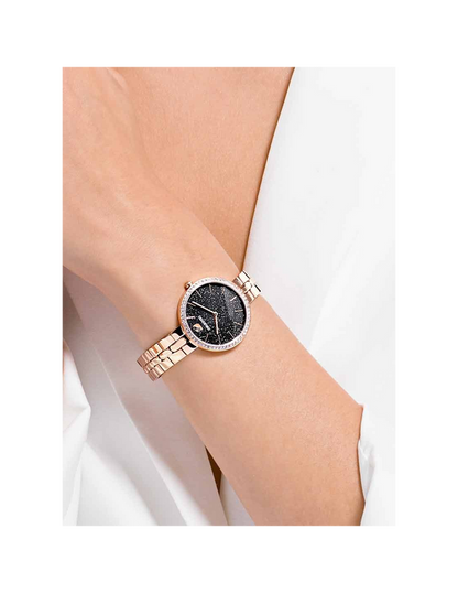 Swarovski Crystal Rose Sparkling Pave Black Dial Rose Gold Tone Women's Watch - 5517797