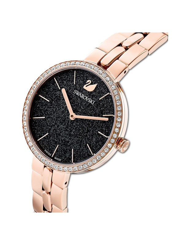 Swarovski Crystal Rose Sparkling Pave Black Dial Rose Gold Tone Women's Watch - 5517797