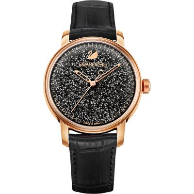 Swarovski Crystalline Hours Black Leather Strap Women's Watch 5295377