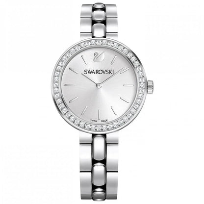 Swarovski Octea Sport Faceted Crystal Bezel White Dial Silver Steel Women's Watch 5095600