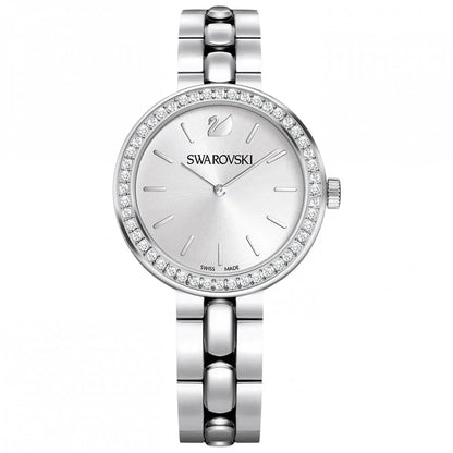 Swarovski Octea Sport Faceted Crystal Bezel White Dial Silver Steel Women's Watch 5095600
