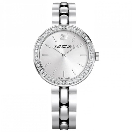 Swarovski Octea Sport Faceted Crystal Bezel White Dial Silver Steel Women's Watch 5095600