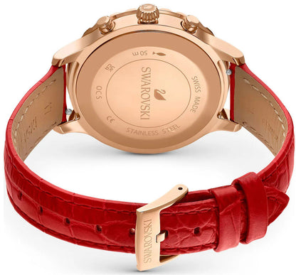 Swarovski Octea Lux Chrono caseback showing stainless steel case with Swarovski branding