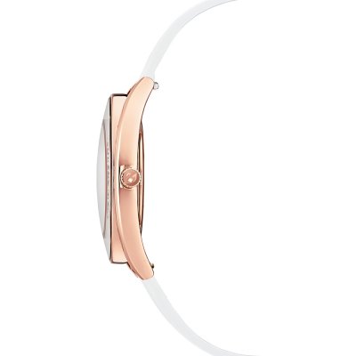 Swarovski Crystalline Aura Silver Dial White Leather Strap Women's Watch 5519453