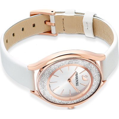 Swarovski Crystalline Aura Silver Dial White Leather Strap Women's Watch 5519453