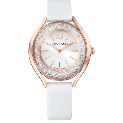 Swarovski Crystalline Aura Silver Dial White Leather Strap Women's Watch 5519453
