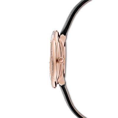 Swarovski Crystalline Aura Pave Ring Black Dial Rose Gold Tone Women's Watch 5552421