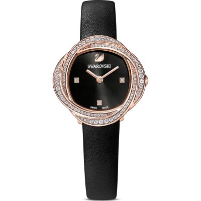 Swarovski Crystalline Aura Pave Ring Black Dial Rose Gold Tone Women's Watch 5552421