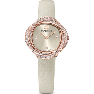 Swarovski Crystalline Aura Pave Ring Ivory Dial Rose Gold Tone Women's Watch 5552424