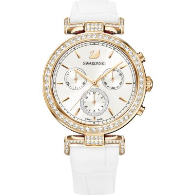 Swarovski Era Journey Silver Dial White Leather Strap Women's Watch 5295369