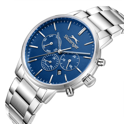 Slazenger Classic Multifunction Dark Blue Dial Silver Watch - SL.09.2585.2.390
