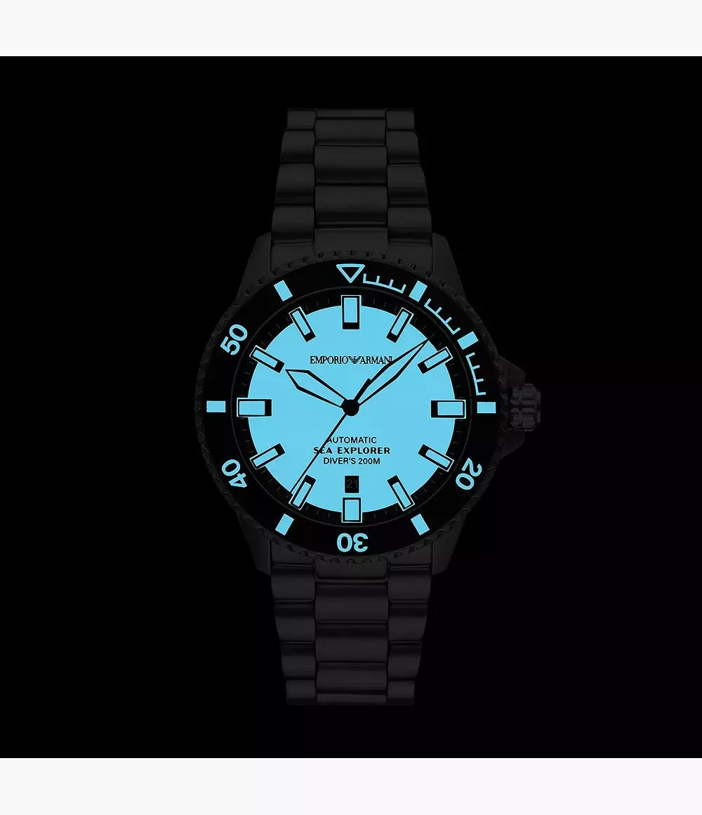 Emporio Armani Sea Explorer Automatic Black Stainless Steel Watch ar60084
