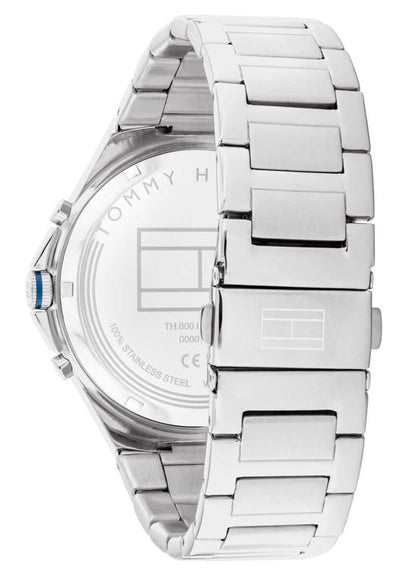 Tommy Hilfiger 1792054 side view of silver bracelet links and case profile