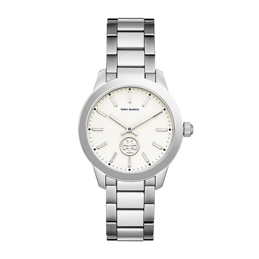 Tory Burch Collins Silver Stainless Steel White Dial Women's Watch TBW1301