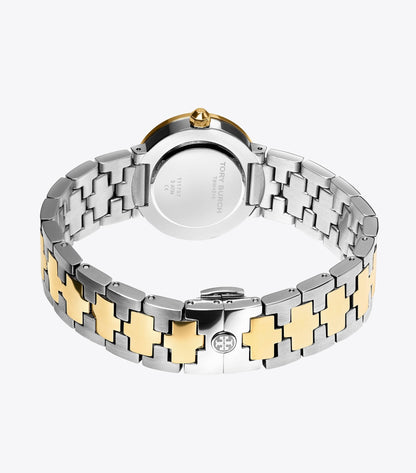 Tory Burch The Reva Dual Tone Stainless Steel Strap Women's Watch TBW4016