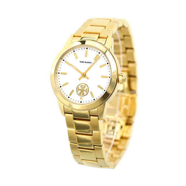 Tory Burch Yellow Gold Collins White Dial Watch  Women's Watch TBW1300