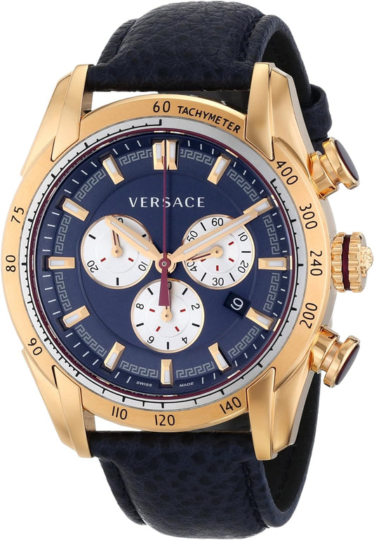 Versace V-Ray Rose Gold Leather Strap Men's Watch VDB030014