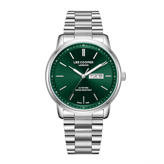 Lee Cooper Urian Day Date Window Green Dial Silver Watch - LC08236.370