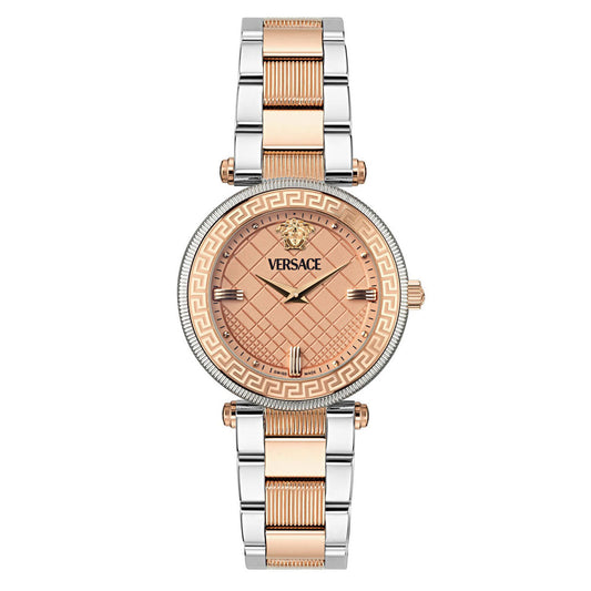 Versace Reve rose gold dial women's watch with two-tone stainless steel bracelet