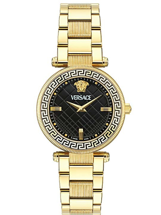 Versace Reve Lady Black Dial Gold Watch - VE8B00624