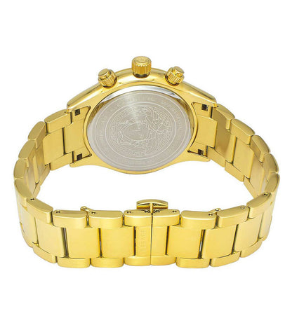 Caseback view of Versace Chronograph Classic with engraved medallion design