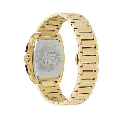 Versace Dominus Chronograph Black Dial Gold Steel Strap Watch For Men - VE6H00523