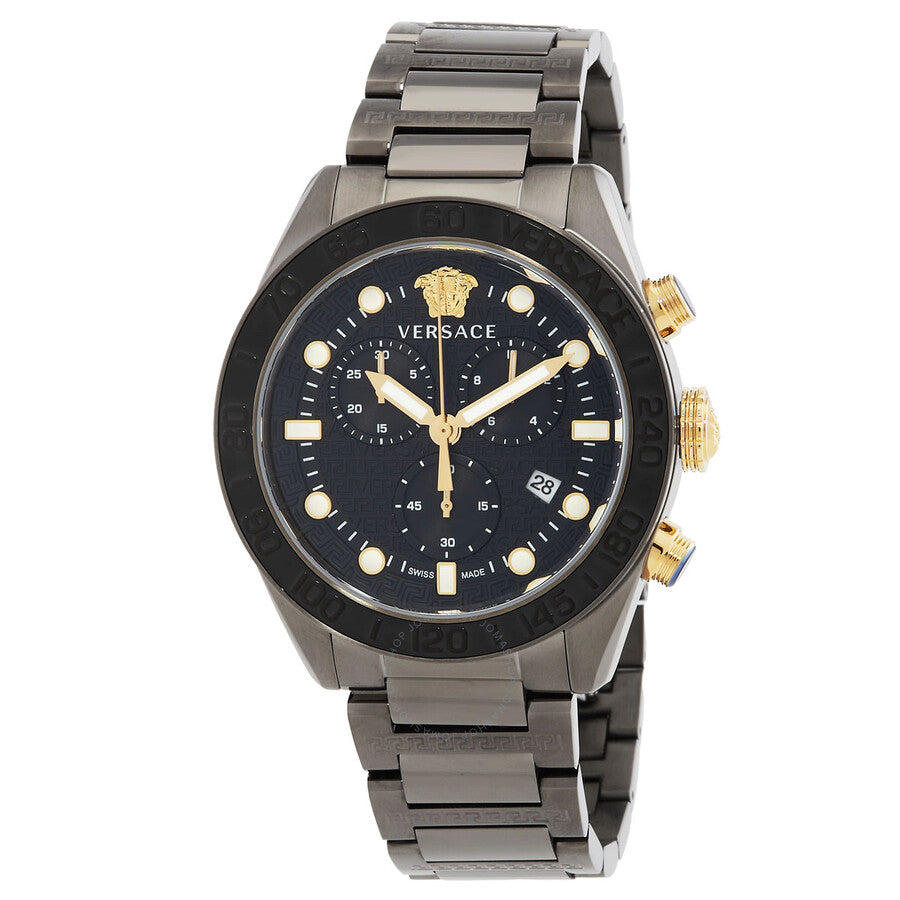 Versace Greca Dome Chronograph Quartz Black Dial Men's Watch VE6K00623