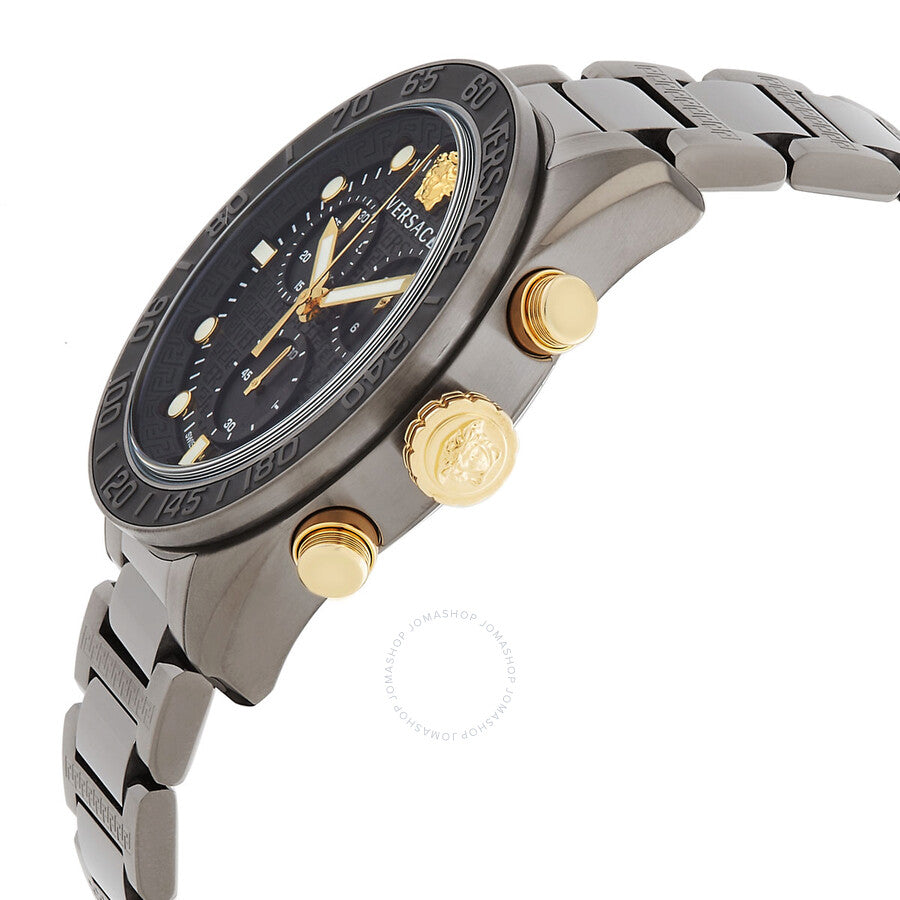 Versace Greca Dome Chronograph Quartz Black Dial Men's Watch VE6K00623