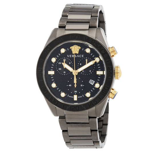 Versace Greca Dome Chronograph Quartz Black Dial Men's Watch VE6K00623