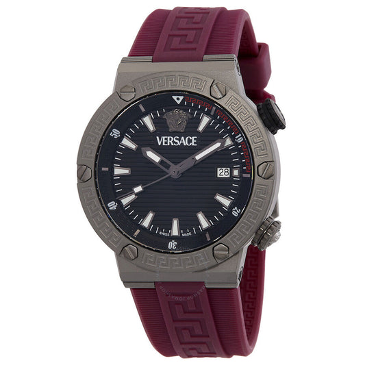 Versace Greca Logo Diver Quartz Black Dial Men's Watch VE8G00224
