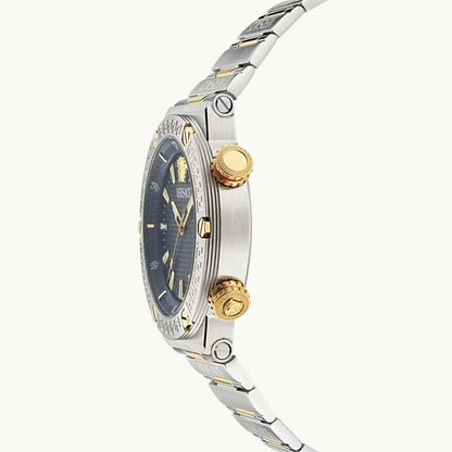 Versace Greca Logo Diver Black Dial Two-Tone Swiss Chronograph Watch - VE8G00424