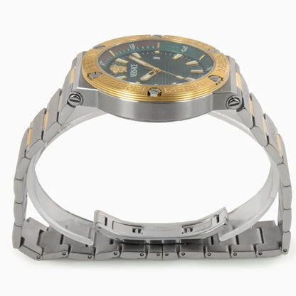 Versace Greca Logo Diver Green Dial Two-Tone Swiss Chronograph Watch - VE8G00524