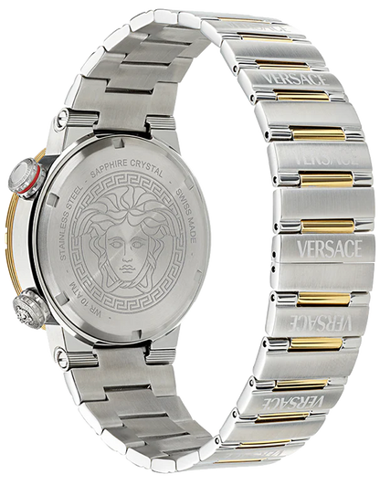 Versace Greca Logo Diver Green Dial Two-Tone Swiss Chronograph Watch - VE8G00524